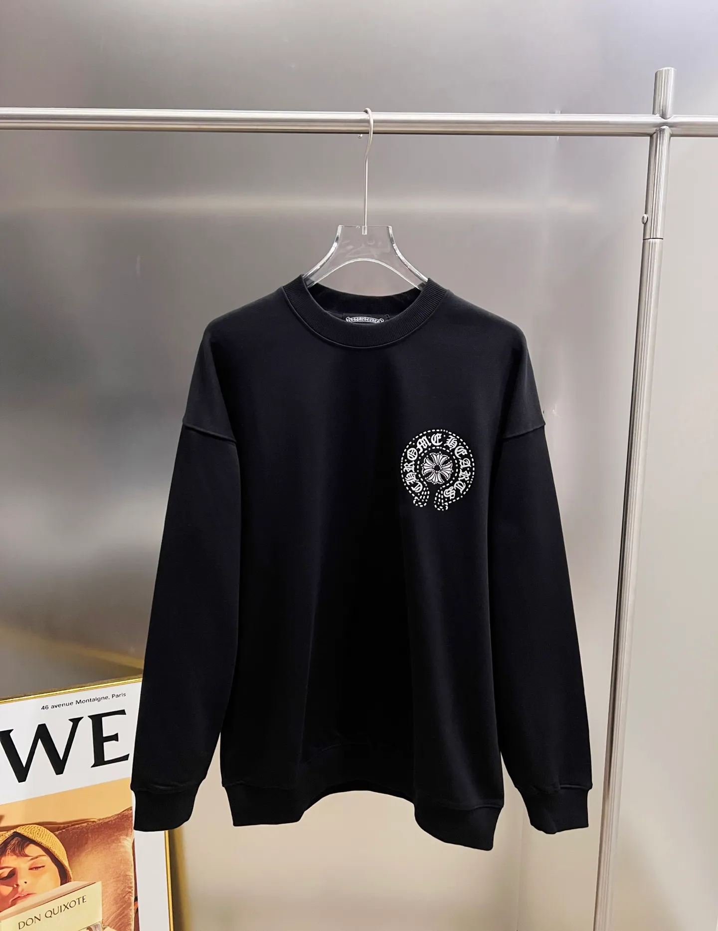 🅿️260 CH Crow 2025 autumn and winter new round neck long-sleeved sweatshirt, cross foam technology + Middle Eastern Australian diamond design technology, the real thing is great🔥Same style for men and women, loose version, size S M L XL XXL five sizes black white